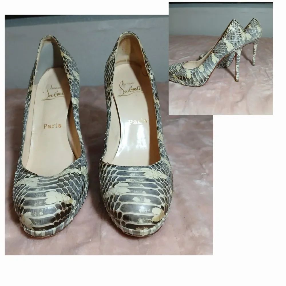 Christian Louboutin Black and Cream Elegant Heels Size 38.5